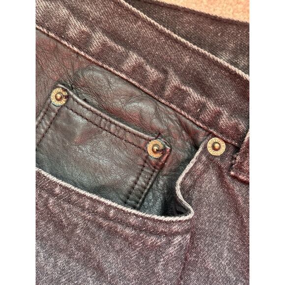 Vintage Guess 32x34 Georges Marciano Jeans Black Denim Leather Trim Yoke - Picture 4 of 11